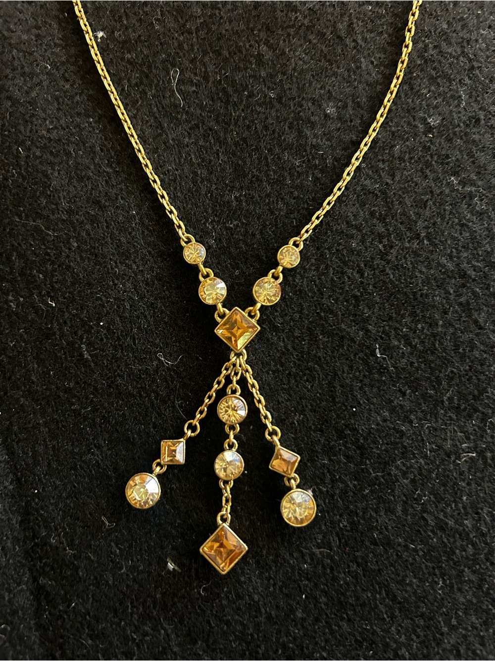 Vintage Givenchy Gold-Tone Necklace with Champagne and Clear Stones